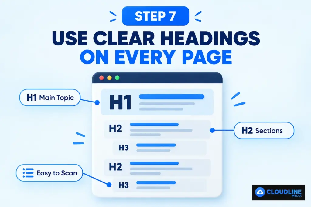 Use Clear Headings on Every Page
